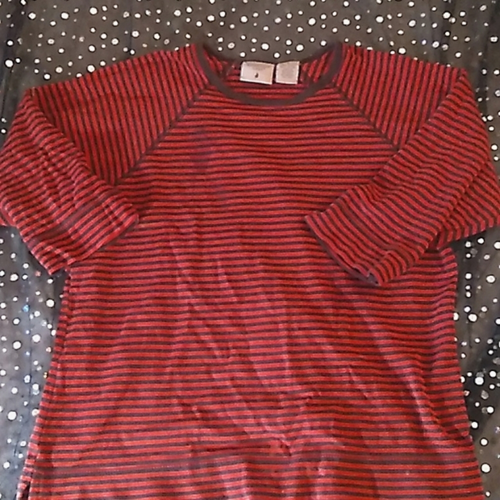 Mountain lake striped shirt